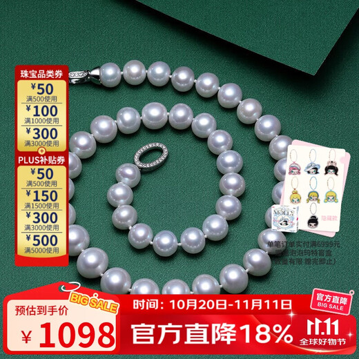 Tahitian 10-11mm Pearl Necklace Large Freshwater Pearl Bead Necklace for Mom and Wife as a Light Luxury Gift