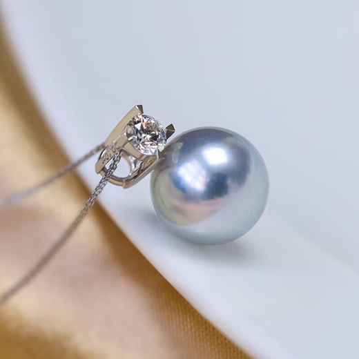 Princess Weiyang's Zhen Duoma Pearl Pendant Natural Freshwater Akoya Japanese Pearl Necklace Plated 18K Pendant for Women 18K Gold Mo Hua* Diamond Without Chain 9-9.5mm