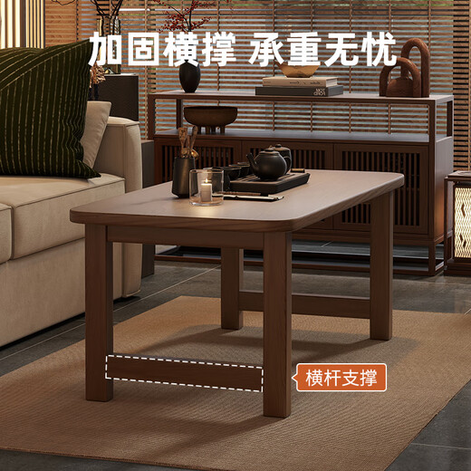 HALODN coffee table small apartment living room dining table dual-purpose foldable table simple installation-free tea table with reinforced legs small table installation-free walnut color 120*50*40cm
