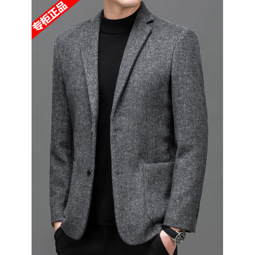 AX Armani wool suit woolen coat men's autumn and winter short woolen coat single suit black gray M size 170