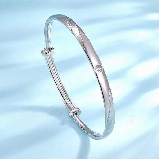 Wanfulong commuting matching丨PT950 platinum bracelet simple and fashionable glossy plain ring platinum bracelet as a gift for girlfriend Simple and fashionable glossy plain ring bracelet 18.66g