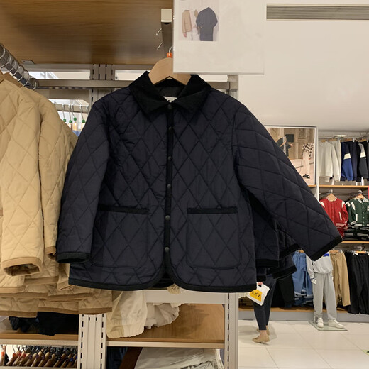 Xiaohongshu Yunjinshang YUN daily single children's clothing boys and girls autumn and winter quilted shirt-style jacket cotton jacket rhombus jacket dark beige 150 cm