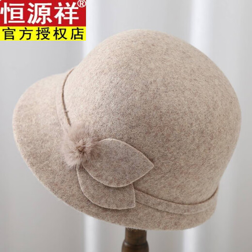 Hengyuanxiang autumn and winter middle-aged and elderly hats for women and mothers woolen hats thickened and warm for the elderly grandma and old lady hats dark khaki one size adjustable