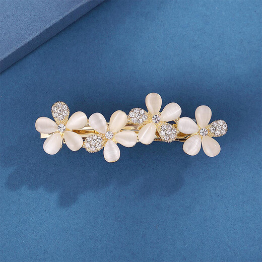 Chimera (CHIMERA) flower hairpin rhinestone cat's eye one-word clip back of the head half-tied ponytail hair accessory girl's birthday gift