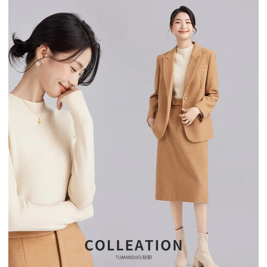 Tumando woolen blazer, new feminine style, small, short, small style suit, commuting interview, professional formal wear, dark gray blazer, long version, the length is pleasing and not picky S