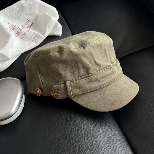 BIBK beret women's peaked cap equestrian hat showing face small flat top retro fashion hat square round face high skull retro green one size fits all elastic 55-59cm