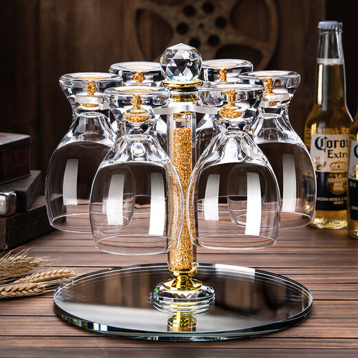 Craft beer mug for home living room set personalized crystal glass draft beer mug for commercial bar KTV2025 new style gold foil classic model number 500ml 6 pieces + metal tray