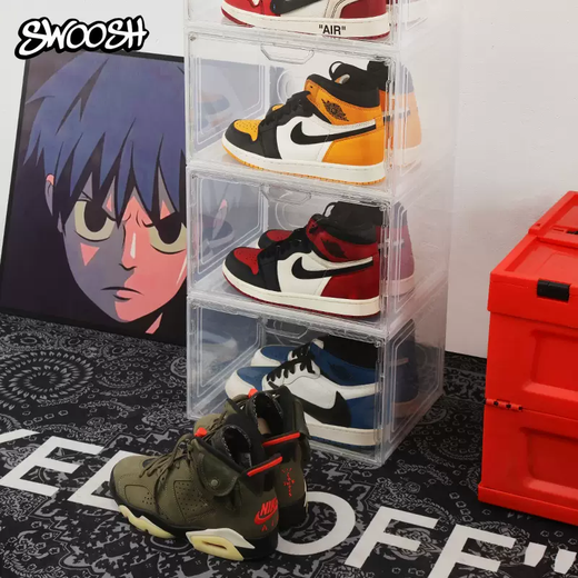 Yusenyi acrylic shoe box storage box transparent aj shoe display side opening dustproof plastic magnetic space-saving shoe rack shoe wall (quality inspection report) transportation damage free reissue 33x27x21cm 33 pcs 33x27x21cm