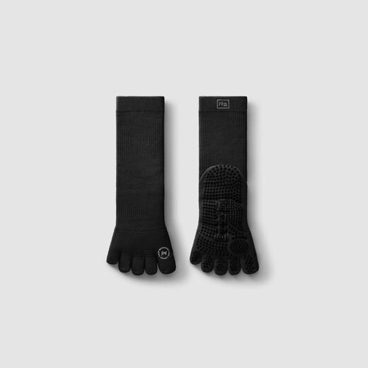 Jiao (Jiao Nei) Deodorant and Anti-slip | Nitrogen 501DryPro Yoga Socks Women's Pilates Socks Professional Sports Toe Socks 1 Pair Medium Tube Black One Size Small Size 34-36