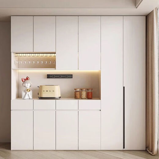 Solid wood ecological board sideboard against the wall with 16mm thick back panel wine cabinet cabinet living room storage multi-functional storage cabinet delivery to home package installation 2 meters high 80cm long sideboard 2 doors 2 drawers