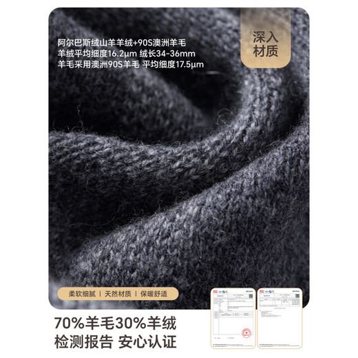 Jiumu Men's Scarf Autumn and Winter Thickened Wool Warm Scarf for Boys' Birthday Gift Box Gray