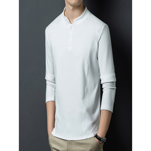 ISI Xialuo light luxury brand men's clothing 2025 autumn and winter double-sided German velvet bottoming shirt men's Henry collar warm and versatile long-sleeved camel yellow M 165 suitable for 90-115 Jin Jin equals 0.5 kg