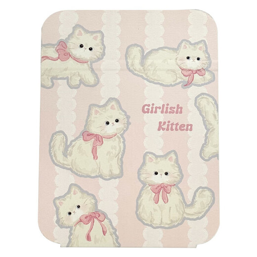 Mirror makeup mirror dormitory foldable mirror desktop makeup mirror portable high-definition beauty mirror student makeup desktop cute cat large soft bread mirror