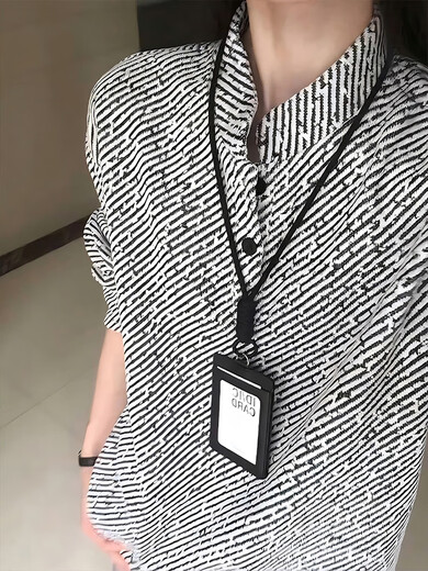 Black and white striped long-sleeved POLO shirt for men in autumn, heavyweight lazy high-end Henry collar sweatshirt with base layer white, upgraded style M