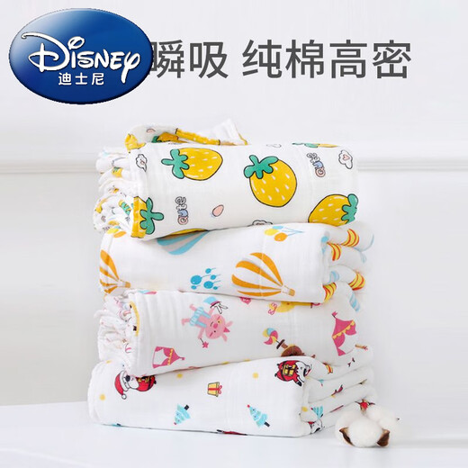 Disney (Disney) baby pure cotton six-layer gauze bath towel thick adult newborn child bath towel type a 6-layer 9-layer blanket wrap 2 layers 60*60cm randomly sent 3 pieces