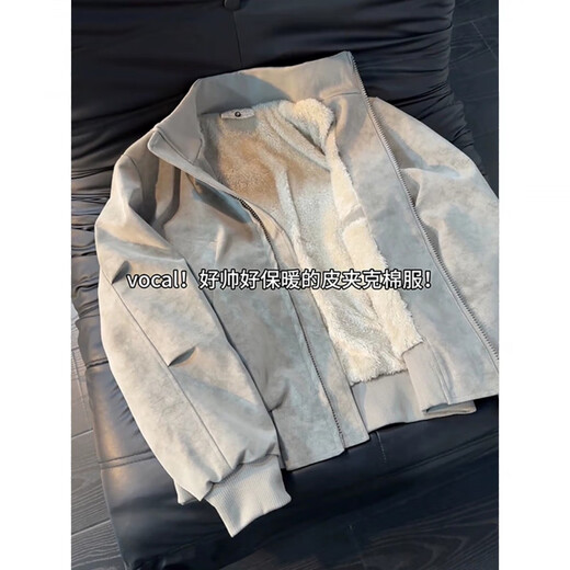 XUANSENTU American retro matte tie-dye pu leather cotton jacket men's winter velvet thickened flight jacket short cotton jacket black upgraded version 3XL