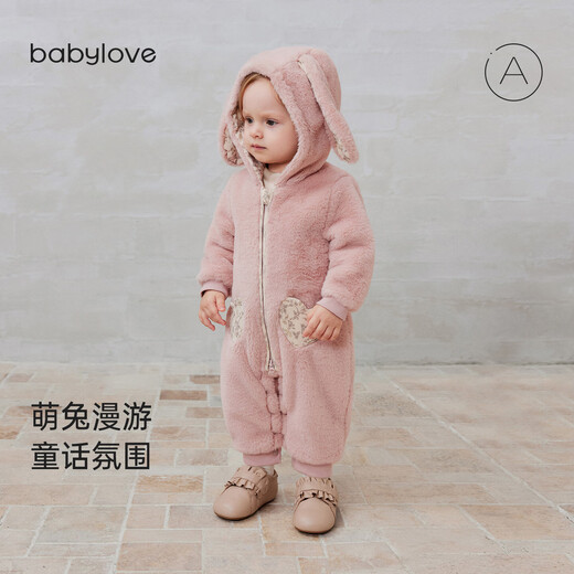 Babylove clearance baby jumpsuit winter plush warm outdoor clothes for baby girls cute hooded romper