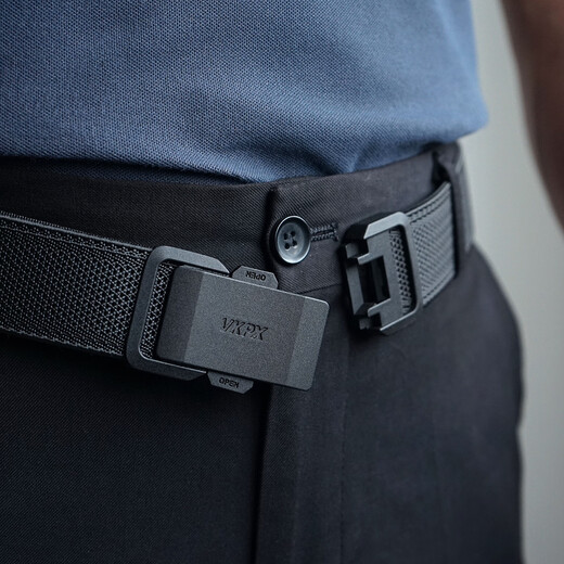 VKPX narrow straight-through automatic quick-release buckle elastic belt alloy frosted casual commuting cuttable elastic belt black (elastic cuttable/120cm long)