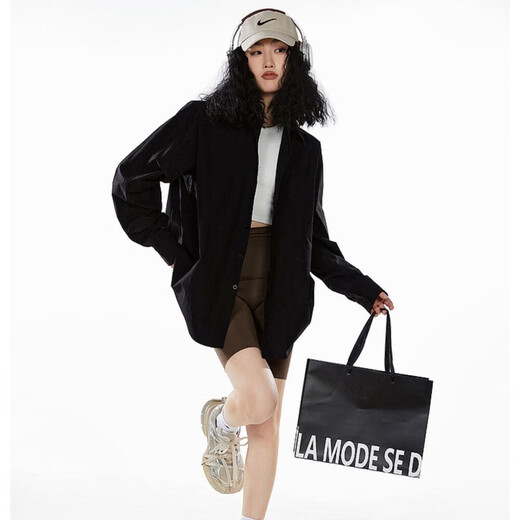 ICH MODE American retro white shirt women's versatile inner wear new loose popular shirt jacket top lazy style white L