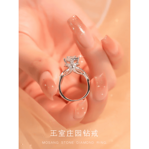 DR Royal Manor Moissanite Diamond Ring Platinum Ring Luxury Wedding Ring Wedding Diamond Ring for Girlfriend Royal Manor - 1 Carat - US Size 6 Hong Kong No. 12-13