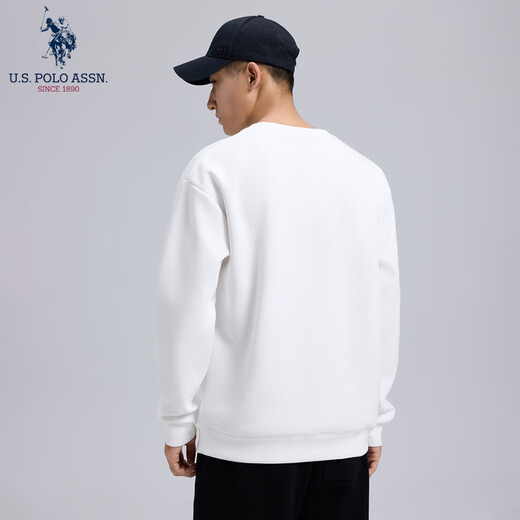U.S. POLO ASSN. Sweater men's autumn and winter Paul men's high-end casual round neck bottoming shirt sports long-sleeved T-shirt for men white 2XL