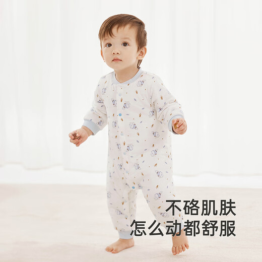 英氏（YEEHOO）夹棉连体衣动态恒温婴儿衣服秋冬保暖新生儿衣服精梳棉宝宝爬服