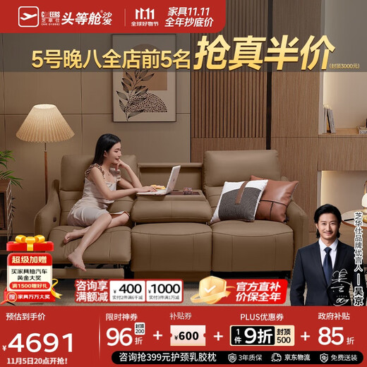 Chivas Regal (CHEERS) first class theater smart chair leather electric sofa living room audio-visual room furniture Chivas Regal 40043 brown three