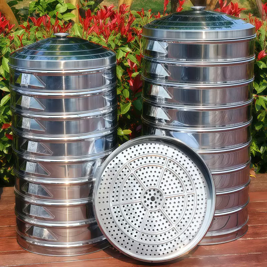 Yusen Yihong household stainless steel steamer wok firewood rack rural commercial stove speed grid steamer steamer steamer buns steamed buns 40CM thickened round steamer single layer 40cm
