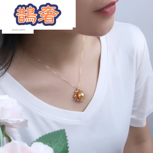 Queshe S925 silver seawater South Sea gold bead pendant single gold bead necklace for girlfriend, mother-in-law, mother 10-11mm -11mm