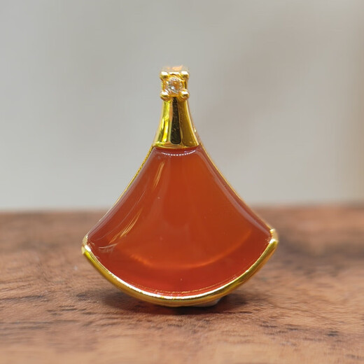 18K gold agate necklace, clover, red skirt, gourd love gift for girlfriend and wife, birthday gift, Valentine's Day pendant, red gourd