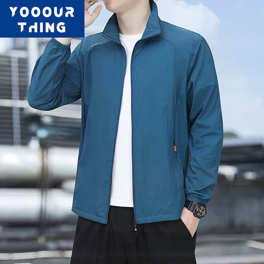 YOOOURTHING ice silk sun protection clothing summer trend hoodless ultra-thin outdoor fishing clothing quick-drying waterproof UV-proof jacket for men light gray 2XL (recommended 125-145Jin Jin equals 0.5 kg)