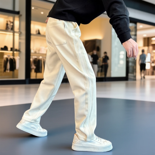 Kuraishi Kazuki's design straight-leg sweatpants for men, loose, sports, trendy brand, high-end 25 new long pants, winter and autumn casual stars, off-white XL