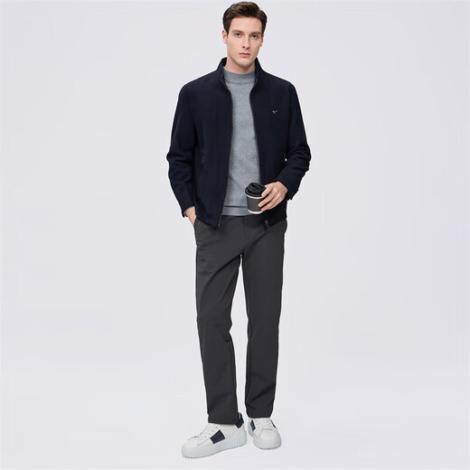 Septwolves Jacket Men's Autumn and Winter Short Stand Collar Woolen Jacket Commuting Versatile Warm Skin Friendly Soft and Comfortable Men's Clothing