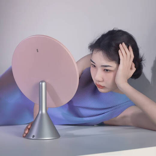 YEKA large round mirror desktop with light smart high-definition makeup mirror beauty supplement light rechargeable desktop makeup mirror space powder three sets of LED light sources stepless dimming