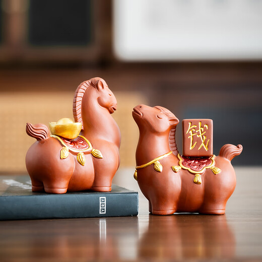 Zisha Make Money Immediately Tea Pet Decoration National Trend Decoration Office Desktop Tea Table Ceramic Tea Playing Horse New Product Zisha Guochao Make Money Immediately
