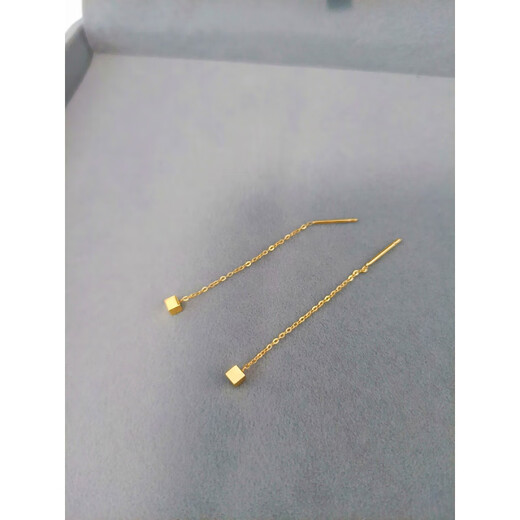 Pumanzhuji slimming face, not easy to fade, 18K gold geometric small square earrings, simple daily hypoallergenic small earrings, gold 1 pair