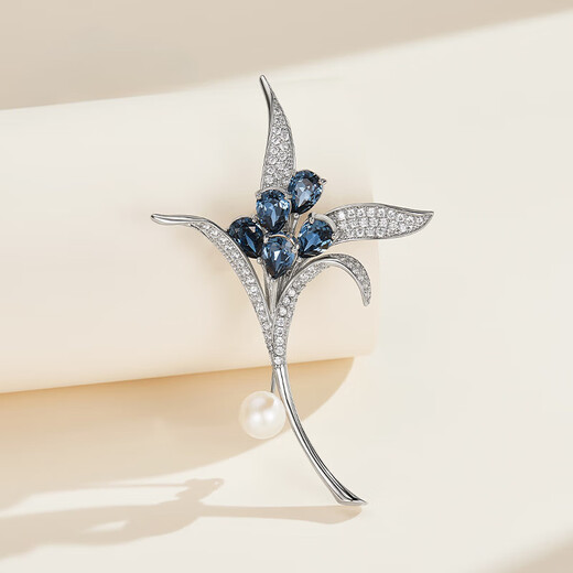 SAC Swarovski freshwater pearl flower brooch, high-end women's light luxury, exquisite niche pin, suit coat accessories, birthday gift for wife, mother and elders