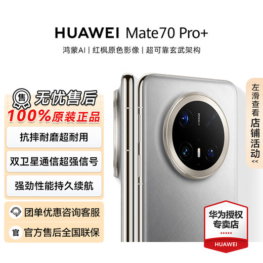 华为（HUAWEI）Mate 70 Pro+智能手机 鸿蒙AI红枫原色影像玄武架构【华为官方授权 顺丰速发】 金丝银锦 16GB+512GB 官方标配