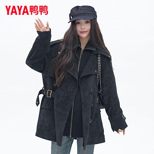 Duck Down Jacket Women's Mid-Length 2025 Winter New Style Stitching Thickened Stand-up Collar Windbreaker Silhouette Waist Warm Jacket SY Khaki S