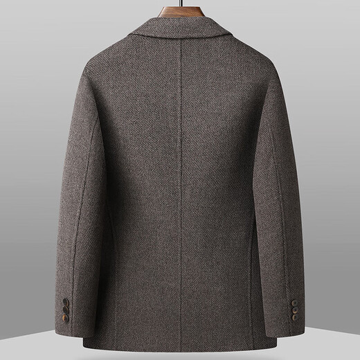 Double-sided woolen woolen jacket for young and middle-aged men, autumn and winter woolen suit, casual business top jacket, gray L (175)