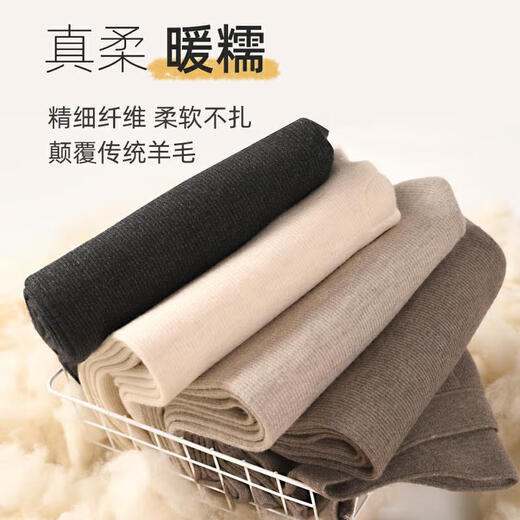 New Wool Pants Autumn and Winter Men and Women Thickened Large Size Wool Warm Pants Bottoming Wool Pants High Waist Cotton Pants HMY Women's Beige L