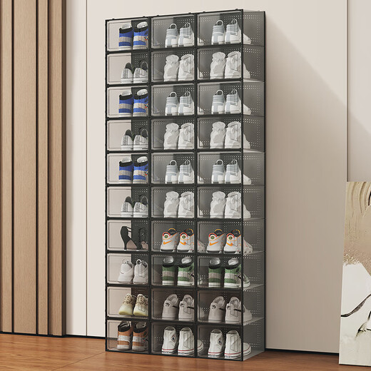 Hualeji Thickened Shoe Box Storage Box Transparent Folding Storage Box Plastic Sneaker Rack Shoe Cabinet Drawer-type Space-Saving Artifact B Type - 46.5 Size White Transparent Buy 4 Get 4 Free Total 8 Pieces Can Be Fitted 0x0x0cm