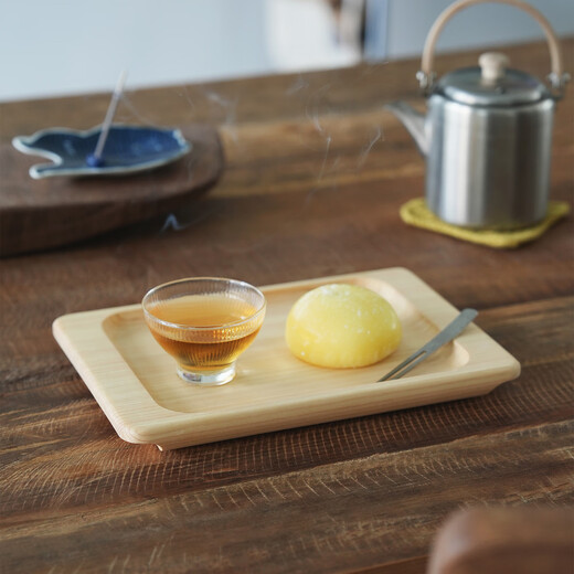 Frost mountain cypress tray Japanese style bread toast breakfast tray afternoon tea cake dessert tray for one person solid wood saucer length 22*width 15*height 1.7cm