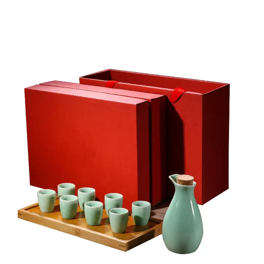 Yusenyi purchase products Chinese antique ceramic half pound wine set small wine sake dispenser household rice wine pot white wine penguin wine set 6 cups bamboo pot 500ml cup 60ml 7 pieces