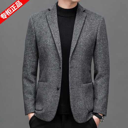 AX Armani wool suit woolen coat men's autumn and winter short woolen coat single suit black gray M size 170