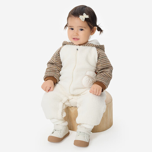 Ying's baby toddler shoes, winter casual cotton shoes, warm and velvet, versatile and comfortable shoes for boys, girls going out, off-white 17