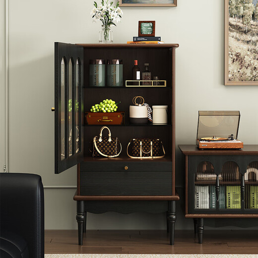 Zhong Zhang Guan French retro solid wood glass wine cabinet small apartment living room wall display cabinet American home side cabinet 2 Minosun TV cabinet
