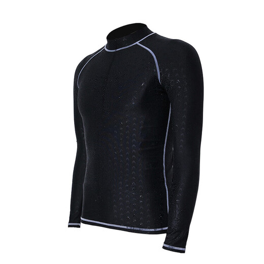 Waterproof and quick-drying men's long-sleeved diving swimming top coach clothing men's imitation shark skin snorkeling and surfing clothing black black line M 155-160