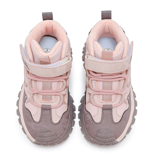 Pull back children's shoes plus velvet sports shoes winter style boys and girls warm cotton shoes WBNJS1979 pink purple 30