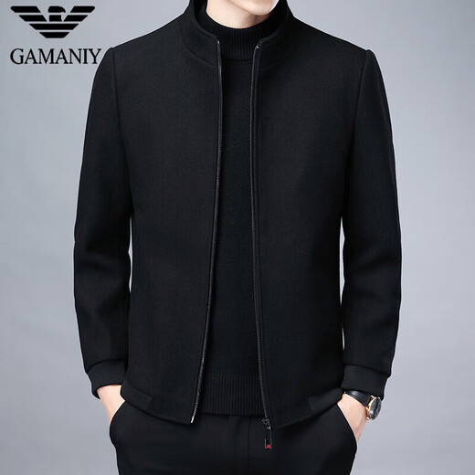 Men's jacket autumn woolen jacket men's woolen jacket middle-aged wool stand-up collar clip gray M 170